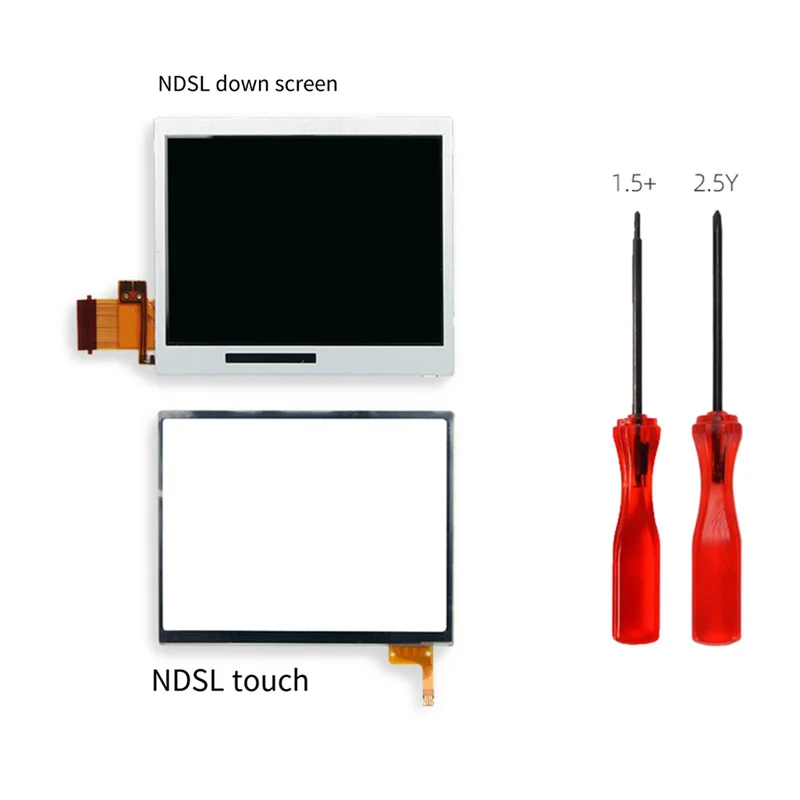 C9-For NDSL LCD Touch Screen+Down Screen Kit With Screwdriver For NDSL Game Console Replacement Screen Kit
