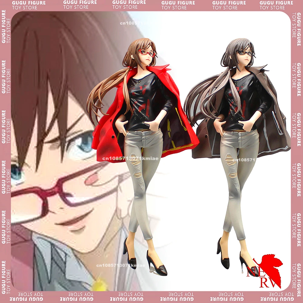 EVANGELION Mari Makinami Illustrious Anime Figure Fashion Dress Up Red Jeans Model Ayanami Rei PVC 25.5CM Collection Toys Gifts