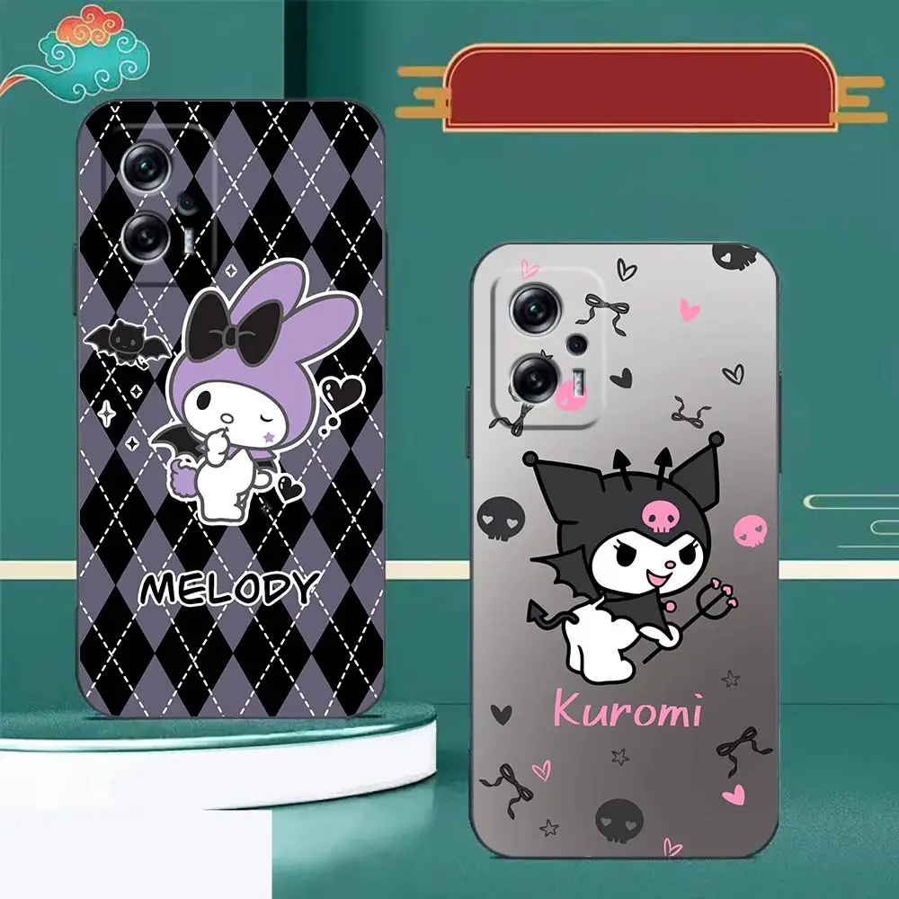 Cute K-Kuromi M-Melody Phone Case For Redmi Note 13 12 11 10 9T 9S 9 8 7 6 A1 Pro 5G 4G TPU Case Funda Coque Shell Capa Cover