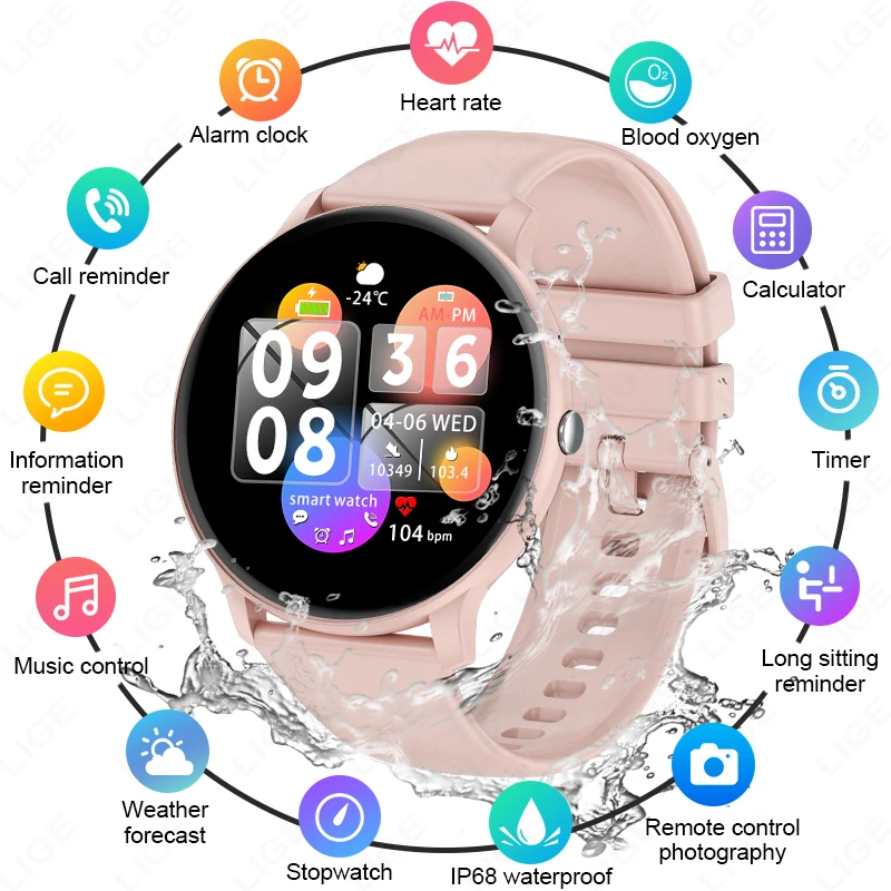 

LIGE New Smart Watch Women Men Bluetooth Call Sports Fitness Watches Heart Rate Health Monitor Smartwatch Ladies For Android iOS