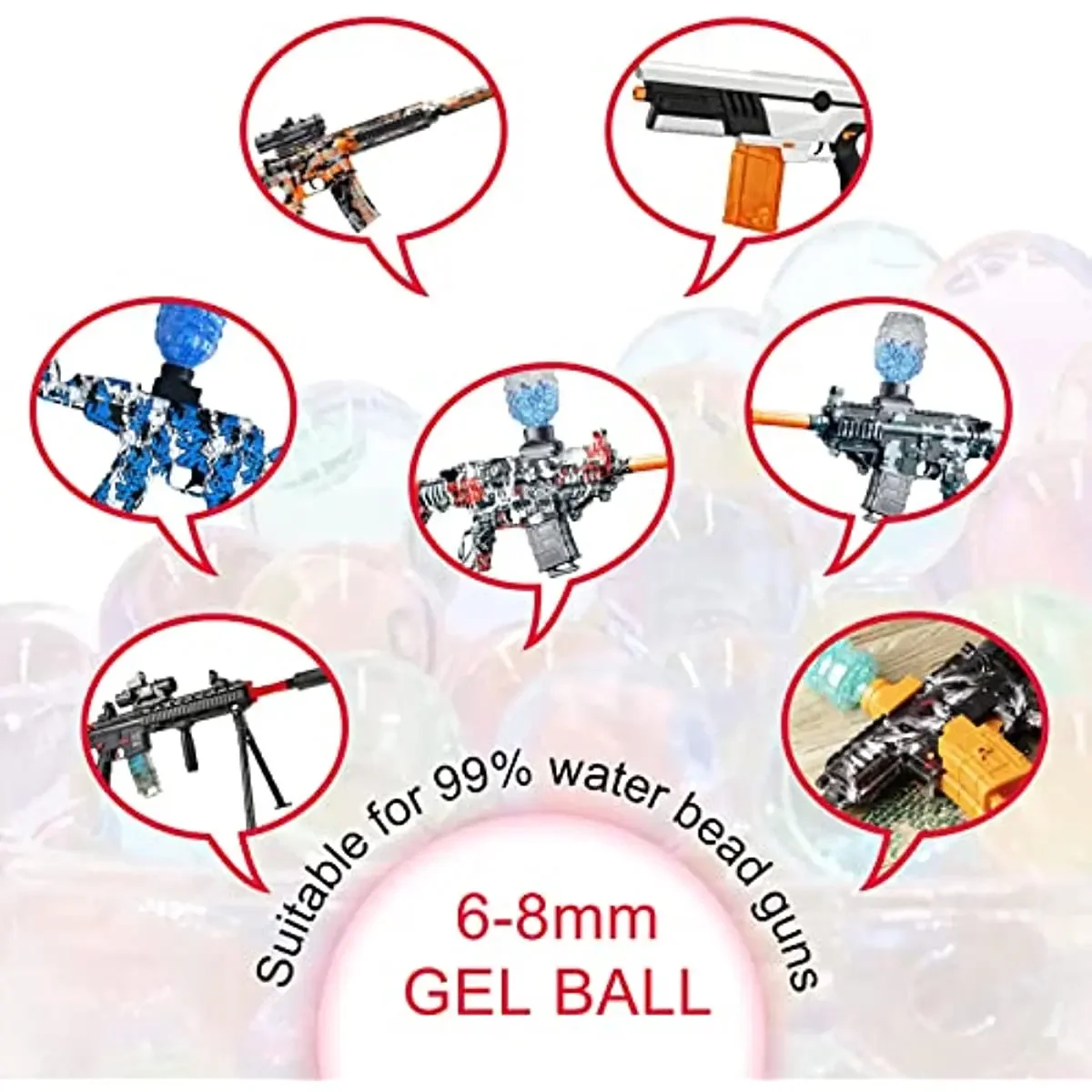 120000pcs 7-8mm Water Beads Gel Ball Electric Gun  Polymer Crystal Soil Hydrogel Gel Polymer Growing Water Balls