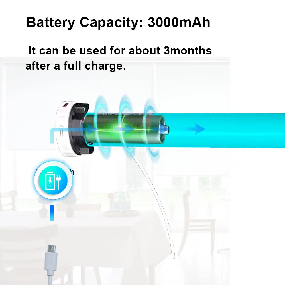 Tuya Battery WiFi Smart Curtain for 37 38mm Tube Remote Control Electric 25 Roller Shade Blind Motor Support Alexa Google Home