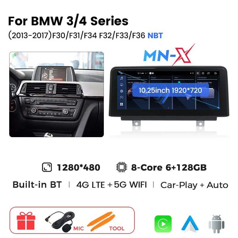 MEKEDE Android 14 Autoradio Voor BMW 1 2 3 4 Serie F20 F21 F22 F30 F31 F32 F33 F34 F36 GPS Draadloze Android Carplay Auto 4G WIFI