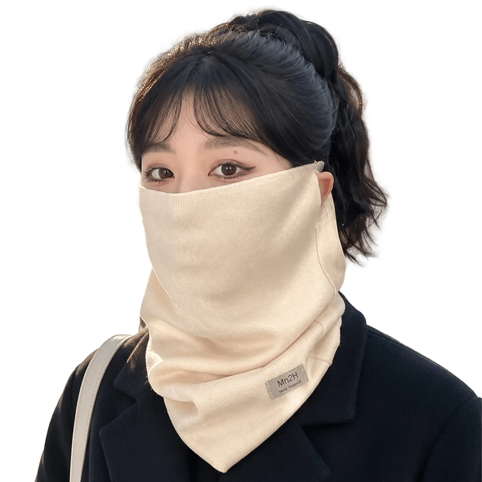 Warm Neck Gaiter Fleece Lined Face Mask for Winter Outdoor Skiing Cycling Women's Windproof Knit Balaclava Scarf Durable