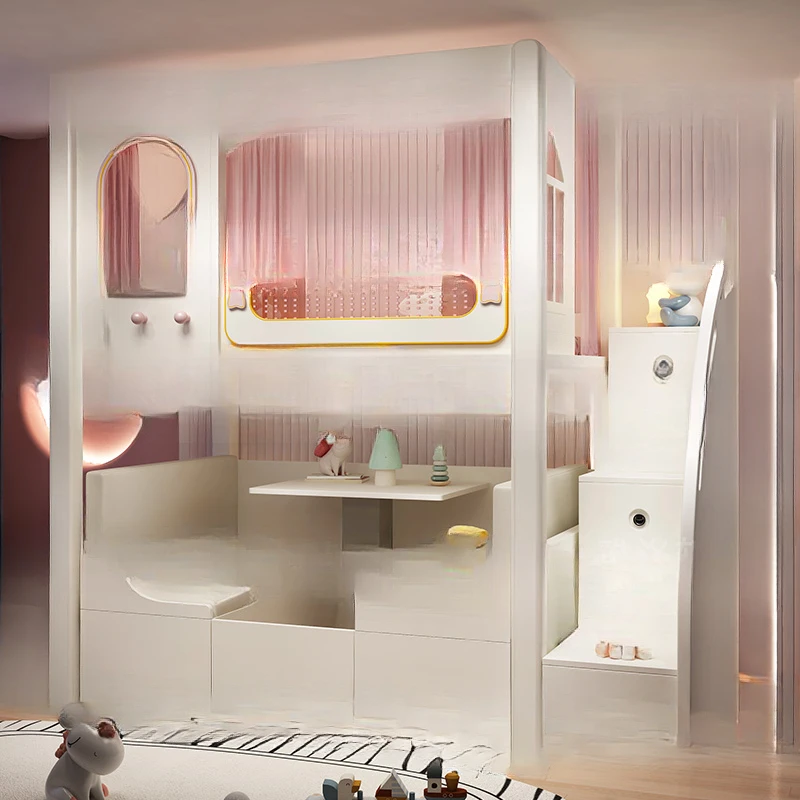 Children's bed, bed, desk, multifunctional combination, tree house, wardrobe, integrated adult cloakroom, bed, small unit