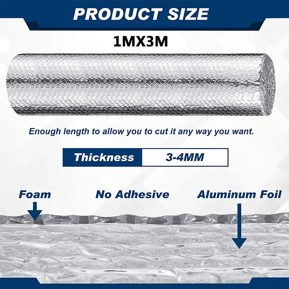 1m x 3m Double Layer Bubble Insulation Film Thick Heat Preservation Greenhouse Bubble Wrap Anti Cold Waterproof Protection Film