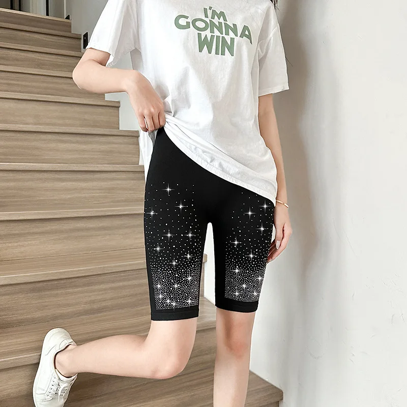 Fashion Shinning Sequined Design Women Fitness Short Pants Mujer Female Chic High-Waist Summer Shorts Skinny Leggings