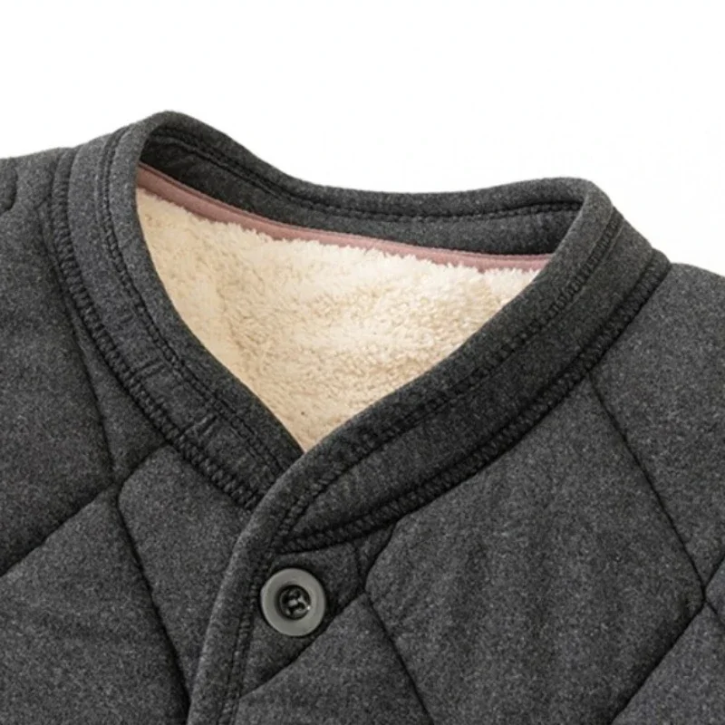 2023 New Men's Lamb Fleece Coat Men's Cotton Coat Winter Thickened Cotton Coat Large Plush Dad's Winter Cotton Coat