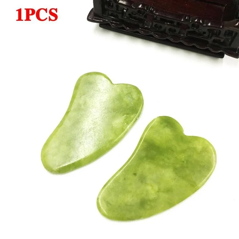 สีเขียวธรรมชาติหยกหิน Gua Sha เครื่องมือนวดสำหรับ Face SPA Therapy Massager Gouache หิน Antistress Body Scraping Board