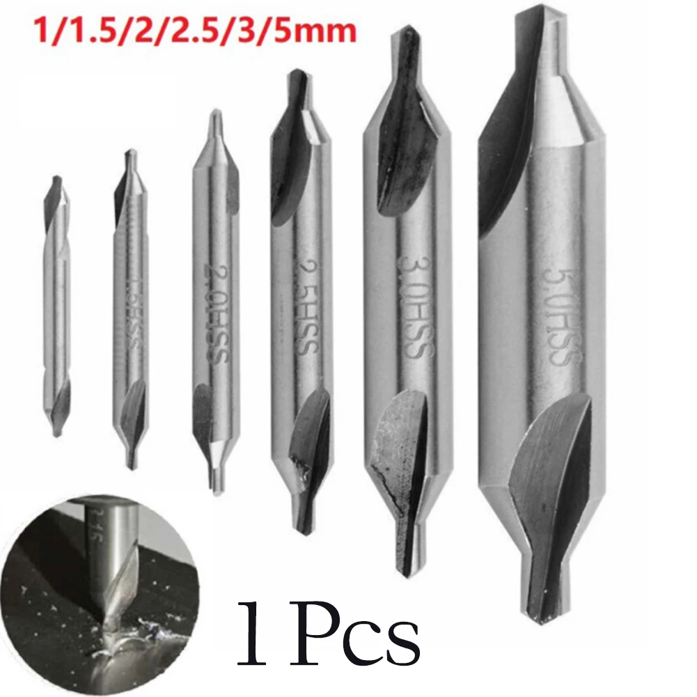 1pc HSS Combined Center Drills 60 Degree Double Ended Countersinks Angle Bit 5/3/2.5/2/1.5/1mm Metal Drill Bit Power Tool