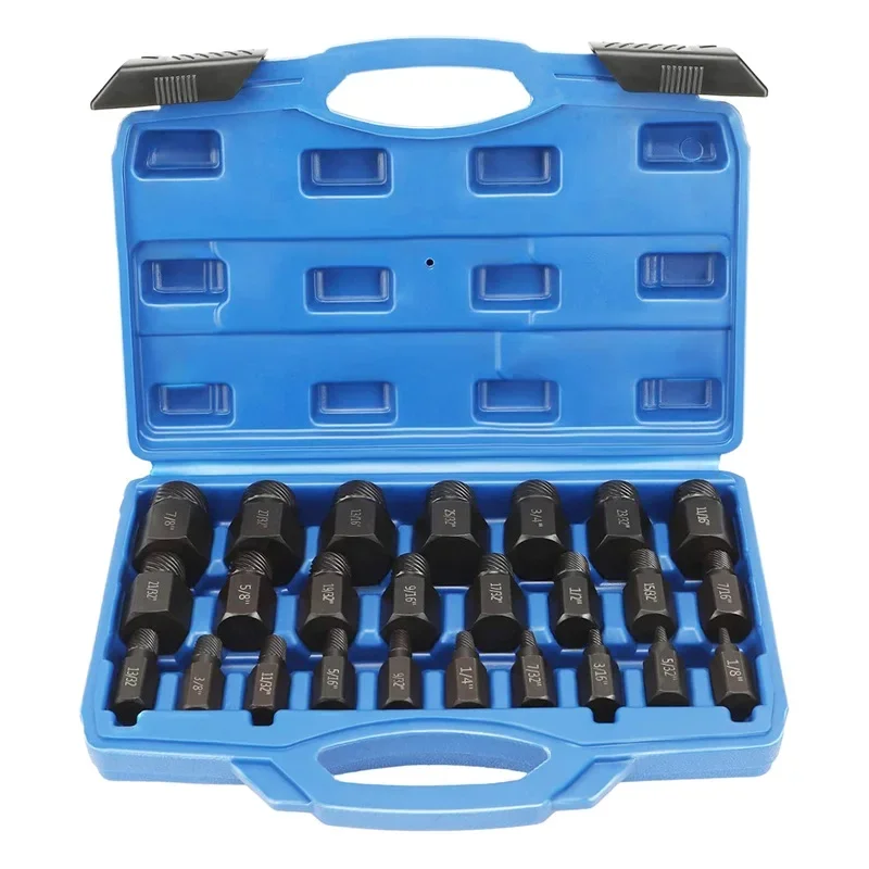 imperial multi spline cabeca quebrada extrator de parafuso hexagono cabeca bit chave soquete parafuso removedor conjunto combinacao manual 25 pcs 01