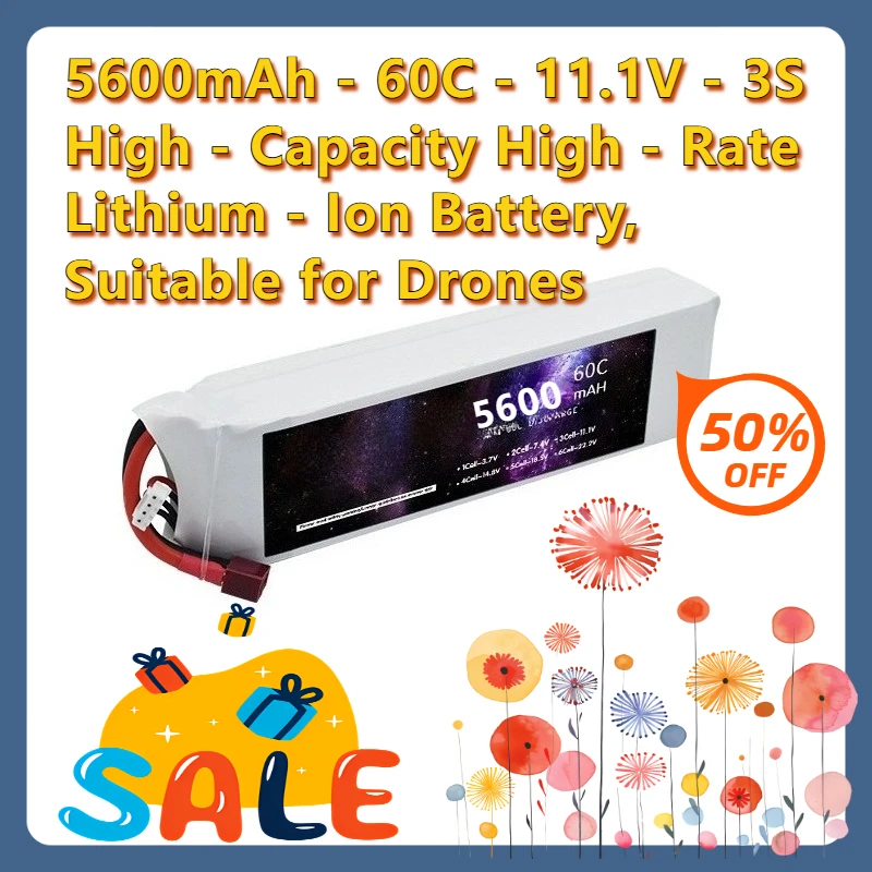 

5600mAh 60C 11.1V 3S for Drones High Capacity High Rate Lithium - Ion Battery