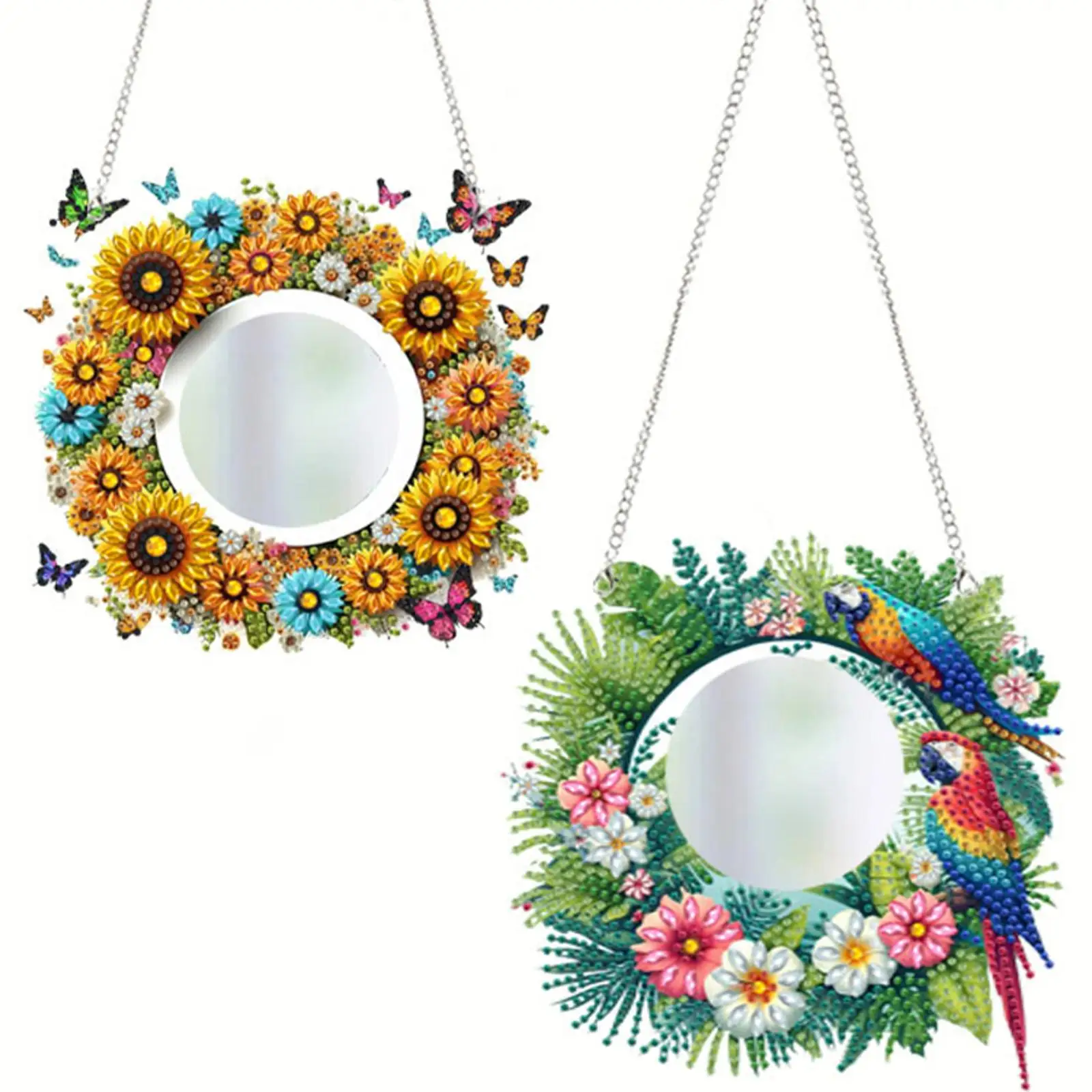 

Набор для творчества 2D: плоское зеркало с подвеской в виде попугая и подсолнуха, алмазная мозаика, декор для стен и дверей