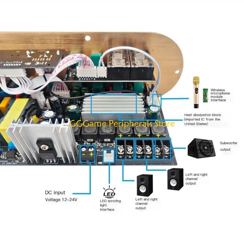 

U55B D900 Amplifier Board 2.1 Channel BLE5.0 Digital Amp Board with Adjustable Bass and Treble Controls