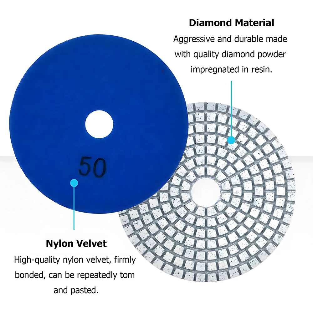 Podofo 4''/ 100mm Diamant-Polierscheiben-Set mit 2*Wollpads 1*M14 Filzscheibe 1*Schraube zum Polieren, Reparieren, Reinigen und Schleifen – Detail 10