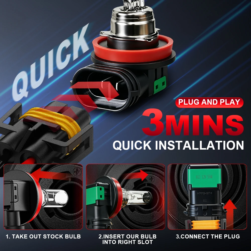 2Pcs Halogen Bulb H11 H7 H4 H1 HB3 HB4 9005 9006 3000K Fog Lights 55W 60W Car Front Headlight Lamp 12V Auto Light Source Upgrade