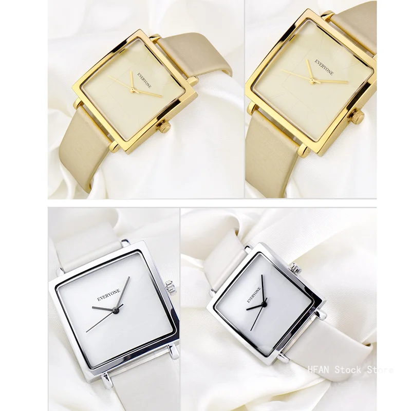 Reloj cuadrado de cuarzo de piel sintética para mujer, reloj sin números, estilo cómodo de llevar, moda Simple, nuevo