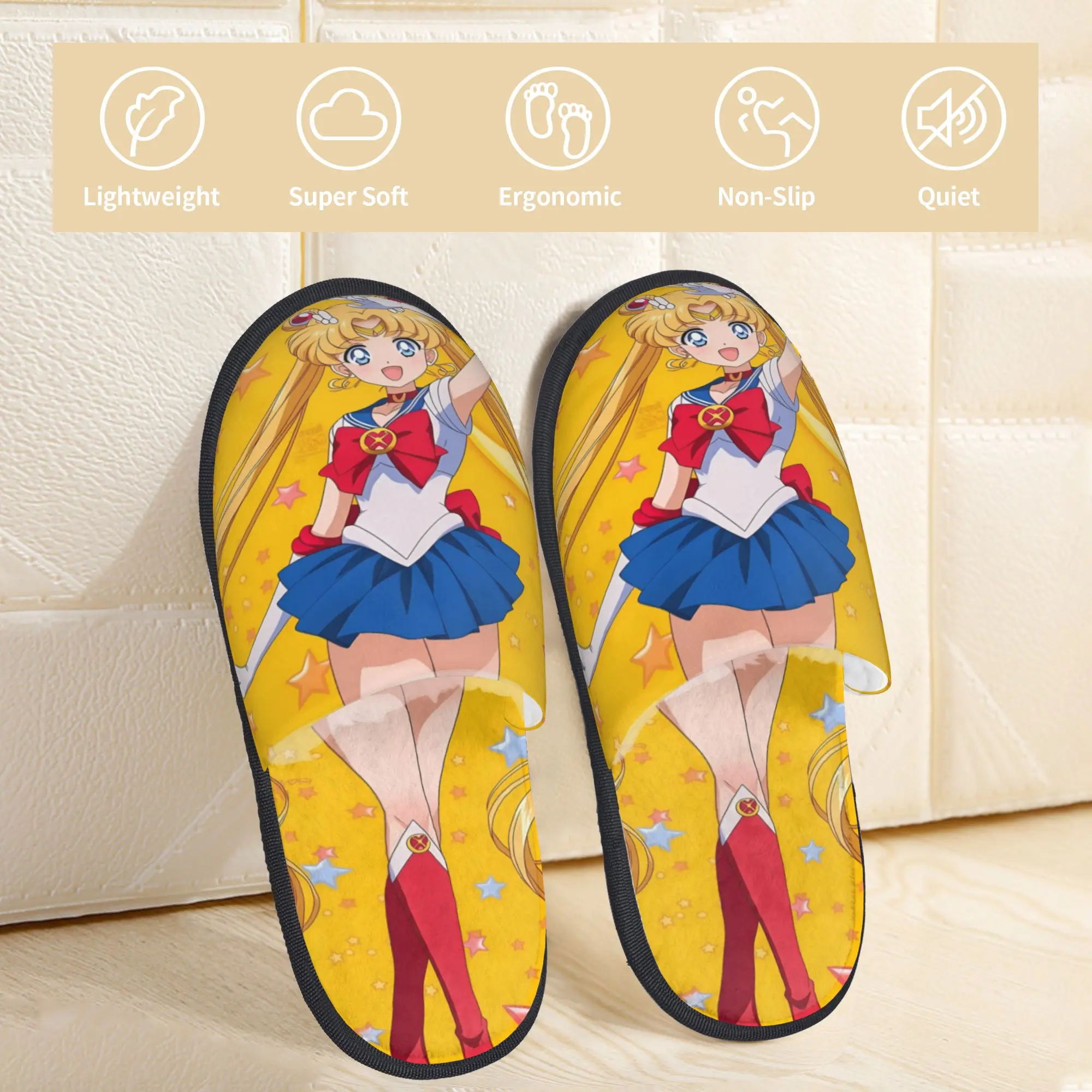 Pantoufles personnalisées en mousse à mémoire de forme Sailor Moon Anime pour femmes, confortables et chaudes, pantoufles de maison Usagi Tsukino Rabbit