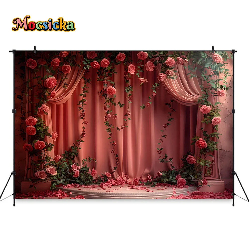 Retro Palast Fotografie Hintergrund Blume Wand Vorhang Dekor Mädchen Boudoir Hintergrund Banner Hochzeit Geburtstag Porträt Studio Requisite