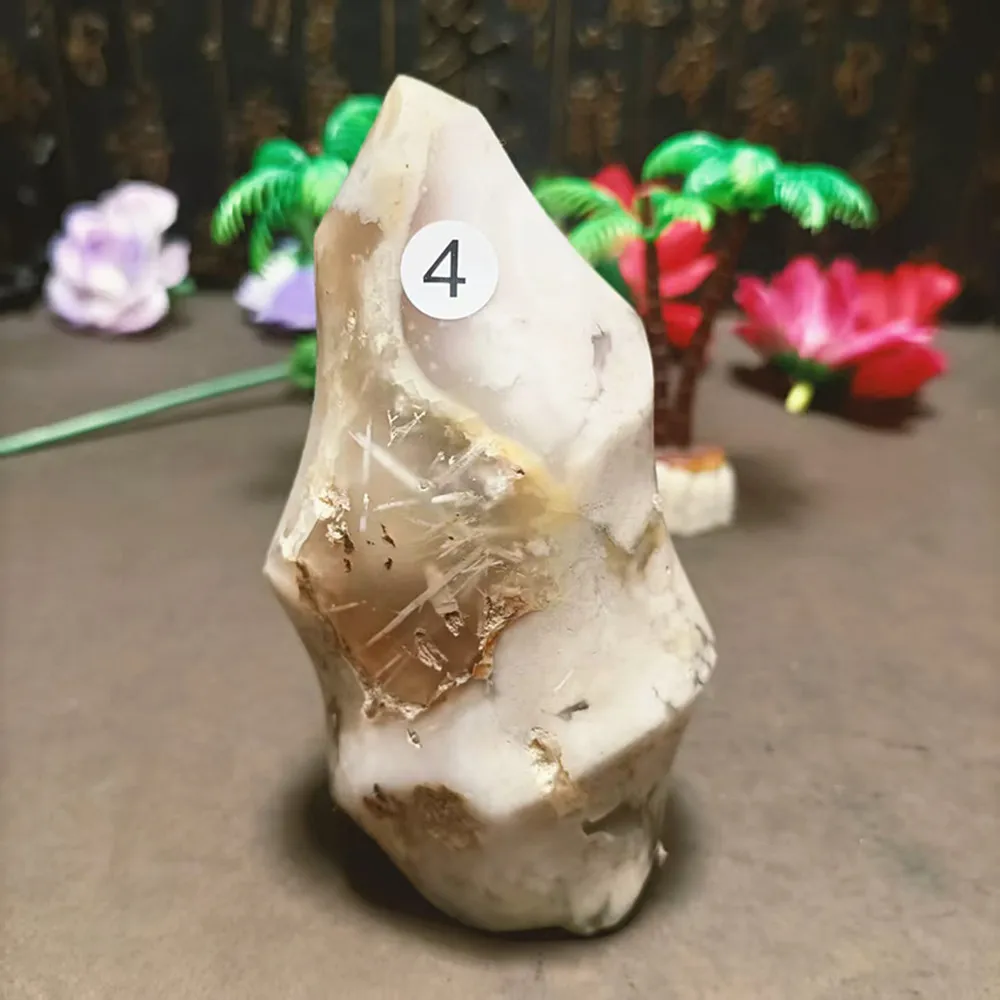 Natural sakura agate Torch ornament Reiki Healing Spiritual Meditation Energy decoration gift