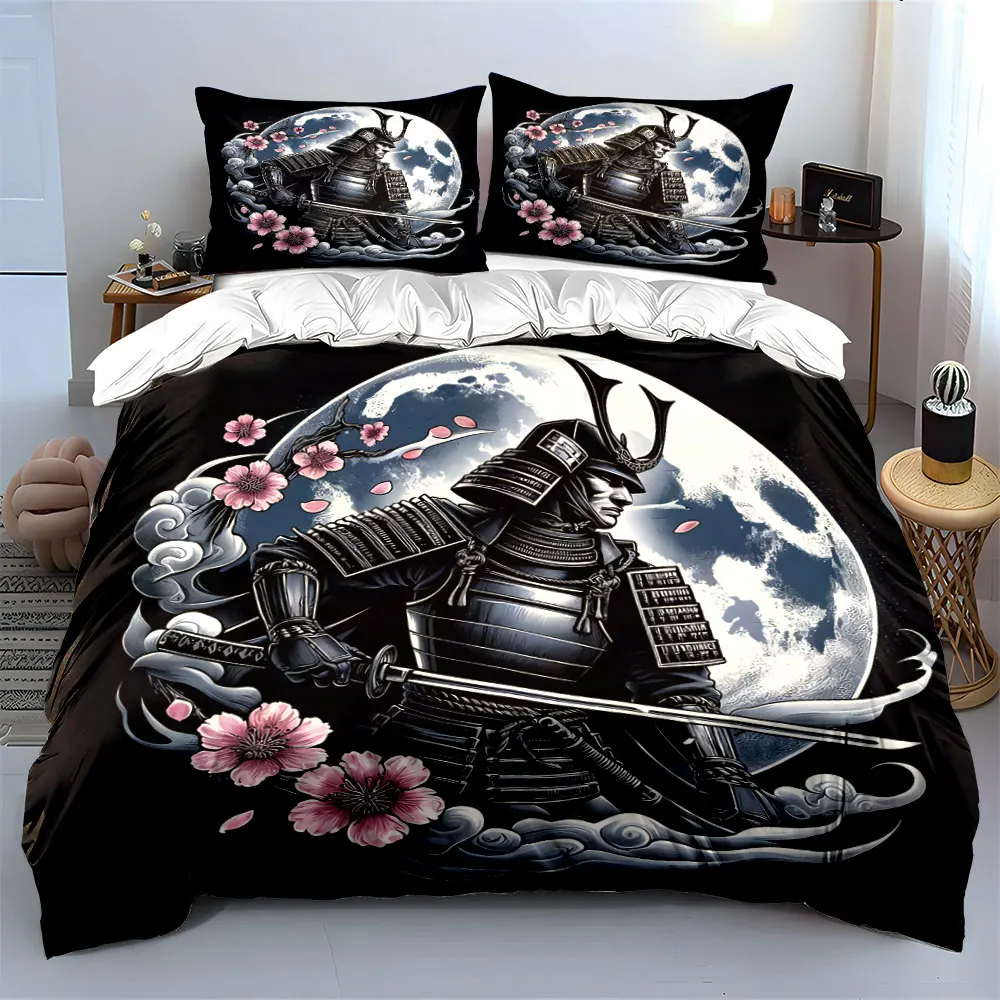 Samurai Decor Set, Artistic Home Soft Skin-Friendly Bedding Set Includes 1 Duvet Cover And 2 Pillowcase, Gift