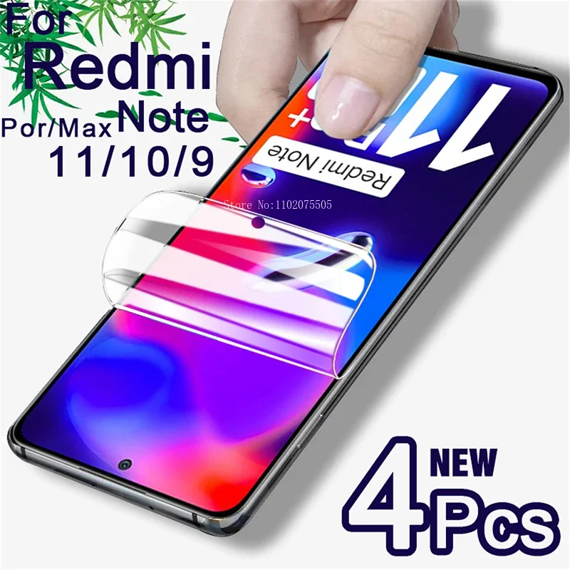 4Pcs Soft Screen Protector For Redmi Note 13 12 11 10 9 Pro Max Hydrogel Film For Redmi Note 8 7 Pro 11S 10S 9S Not Glass