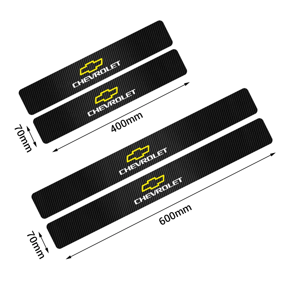 4Pcs/set Carbon FiberCar Door Threshold  Sticker Decal For Chevrolet Cruze Lacetti Sonic Spark Sail Aveo T250 Cobalt Captiva