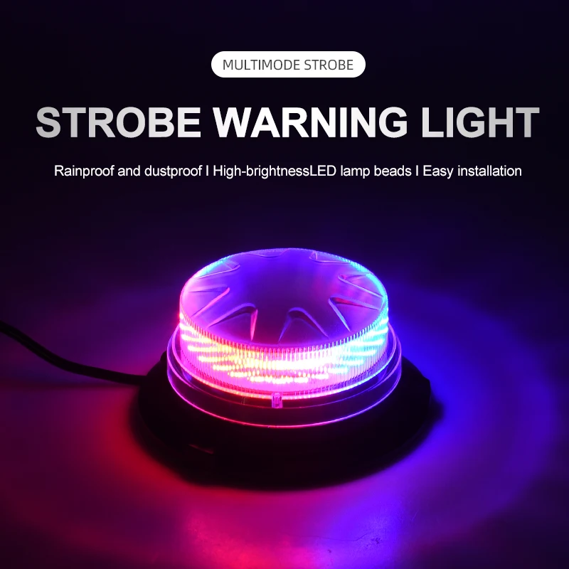 12V-24V Emergency Strobe Warning Light Car Flashing LED Signal Light Multi-mode Strobe Magnetic Anti Tailgating Auto Roof Lamp