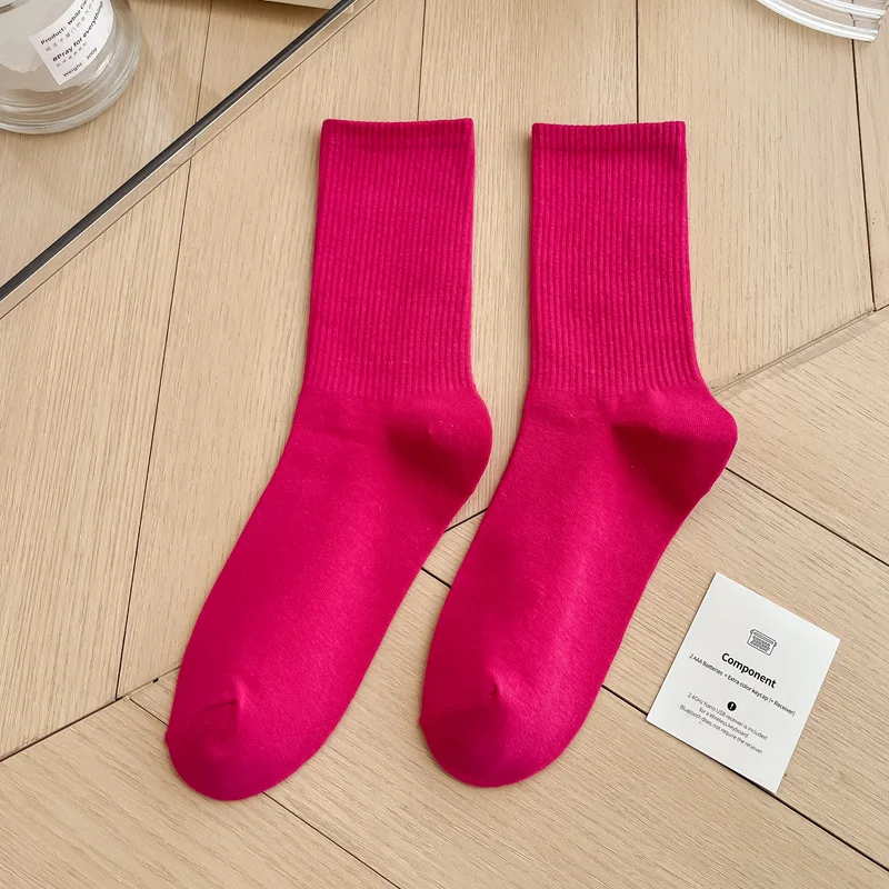 1 Paar Damensocken, rot, weiß, schwarz, Söckchen, atmungsaktiv, sportlich, bequem, einfarbig, Baumwolle, Bodensocken für Mädchen, Strumpfwaren – Detail 36