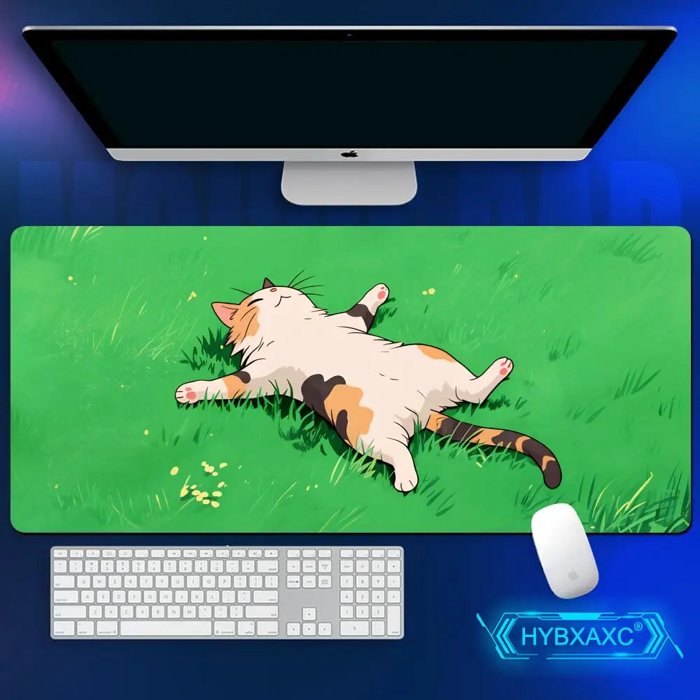 

HYBXAXC Cute Cartoon Cat Mouse Pad Green Large Computer Keyboard Pad Natural Rubber Anti-Slip Pad Perfect Gift for Girlfriend