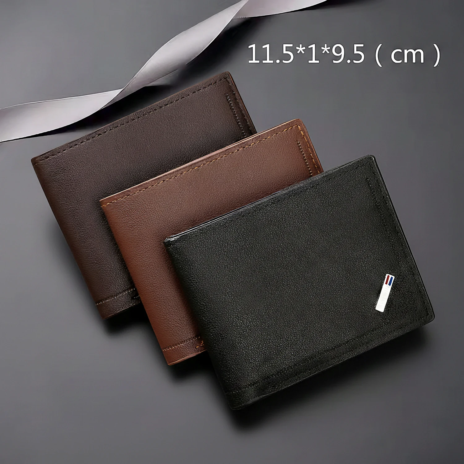New Men's Wallet Short Wallet Men's Youth Fashion Thin Multi-Card Large Capacity Foldable PU Soft  Mens Wallet