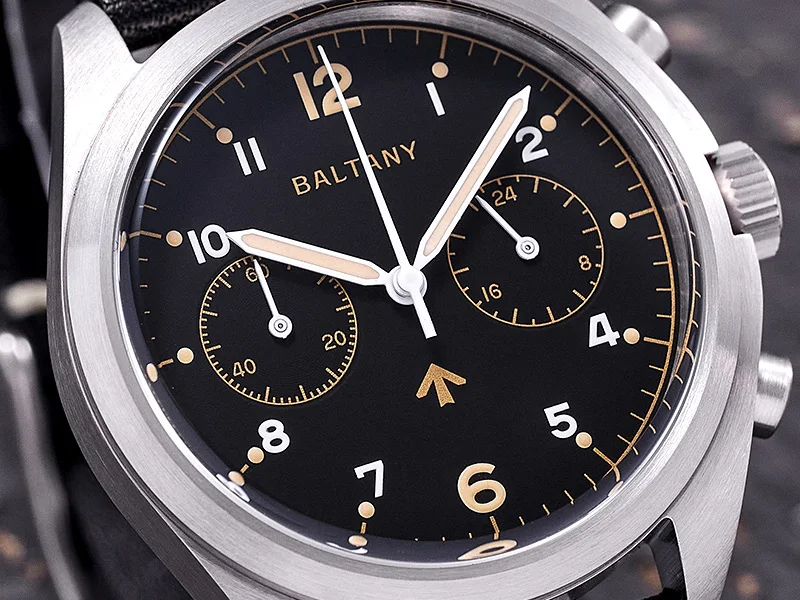 Baltany Retro Military Pilot Herrenuhr S5044 Luxus-Quarz-Chronograph im Air Force-Stil, Stoppuhr, für Herren, Sport, Outdoor, Freizeit, Alltag – Detail 7