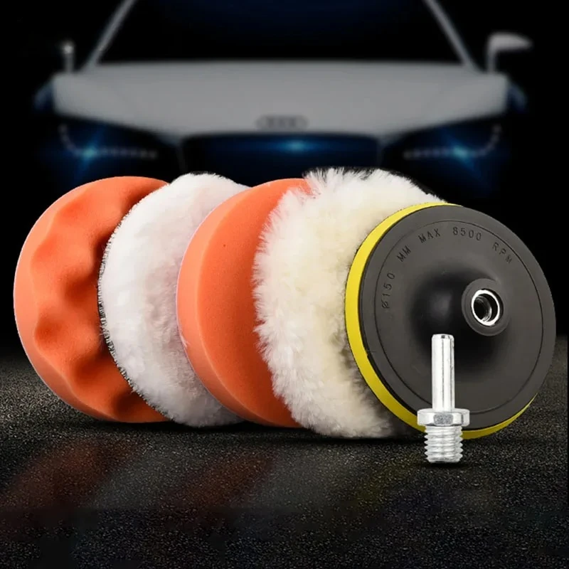 6Pcs Car Polishing Pad Set Wool Buffing Wheel Tool 3/4/5/6/7 inch Drill Polish Disc Kit for Car Polisher Auto Paint Waxing Care