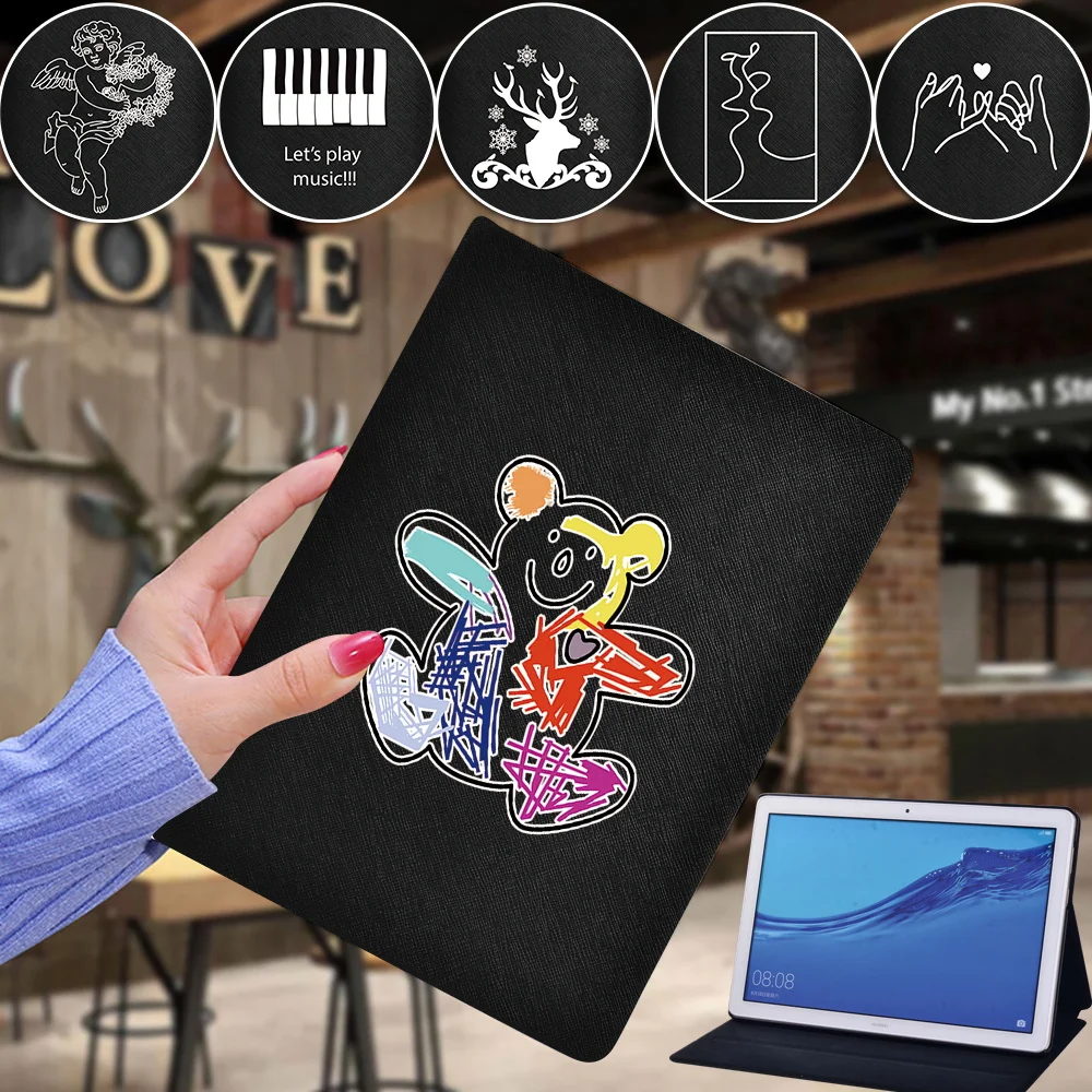 

Pu Leather Case for Huawei MediaPad M5 Lite 8/M5 Lite 10.1/M5 10.8/T3 8"/T3 10 9.6"/T5 10 10.1" Folding Stand Tablet Cover Case