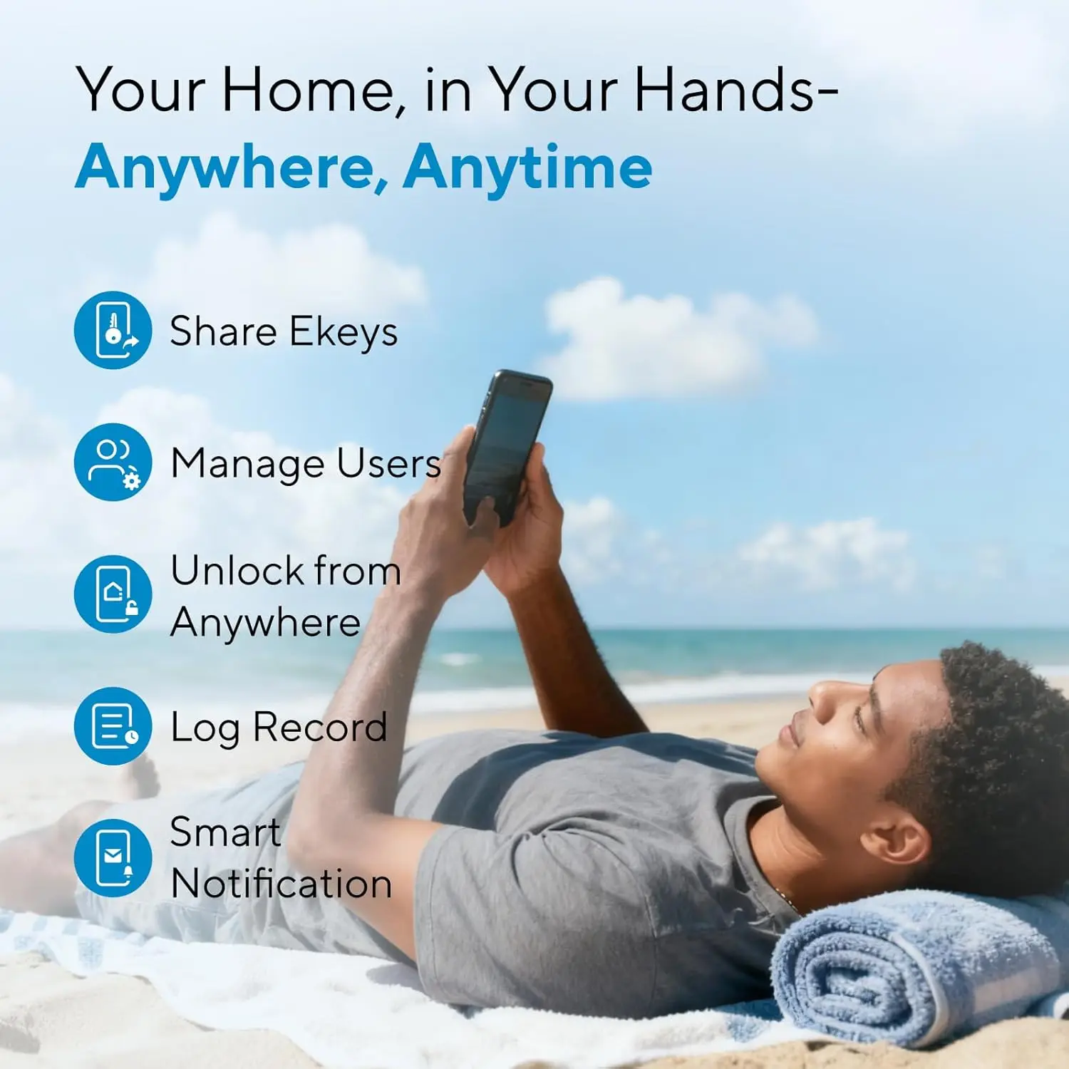 Smart Door Lock with Fingerprint, WiFi, Voice Control, Keypad & 18-Month Battery - Works with Apple Home, Alexa, Google