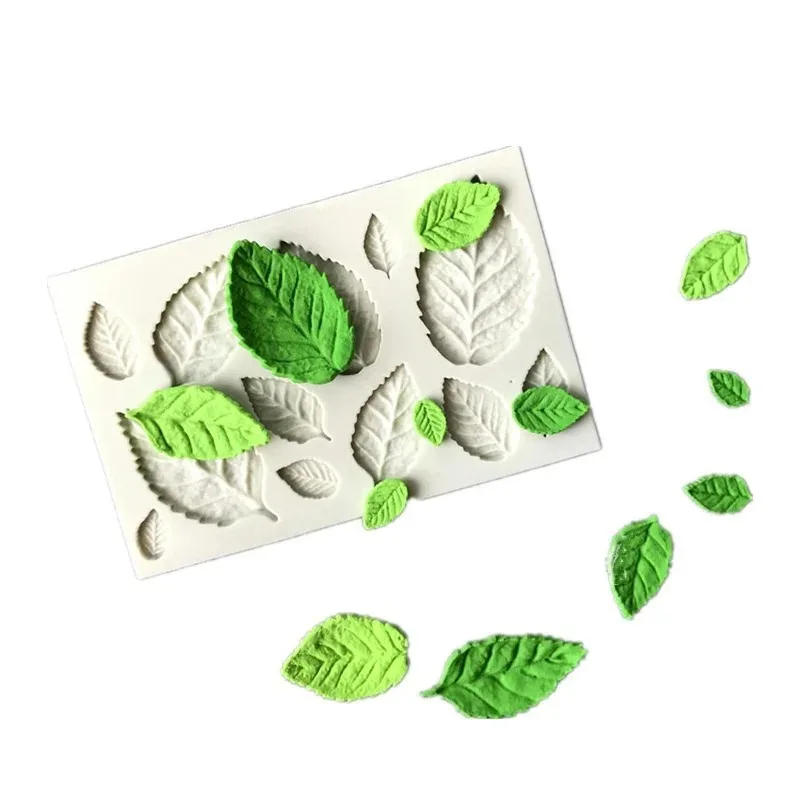 2pcs Maple and Rose Leaves Silicone Mold Fondant Mold Cake Cecorating Tools Cupcakes Baking Gumpaste Mold Tools