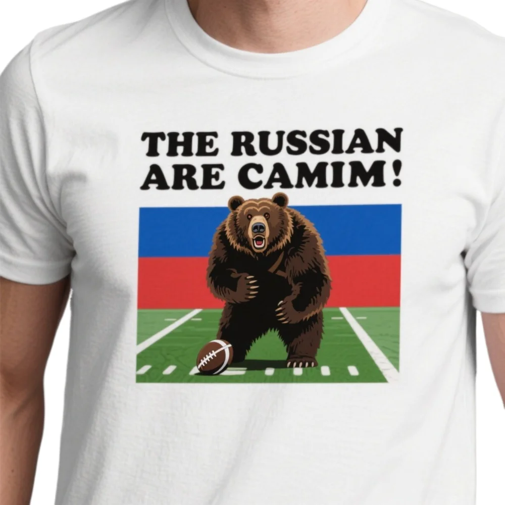 

The Russians Are Coming! Russia Berserker Bear Football T Shirt. Short Sleeve 100% Cotton Casual T-shirts Loose Top Size S-3XL