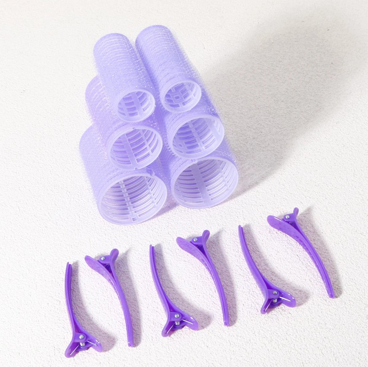 12-teiliges Selbsthalte-Lockenwickler-Set, bestehend aus 6 Lockenwicklern und 6 Clips, geeignet für DIY-Frisuren-Design, speziell für Echthaarperücken. – Detail 3