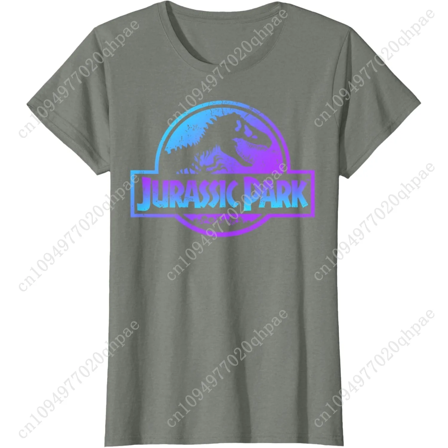 Jurassic Park Kurzarm-T-Shirt mit grafischem Fossil-Logo in Blau und Lila