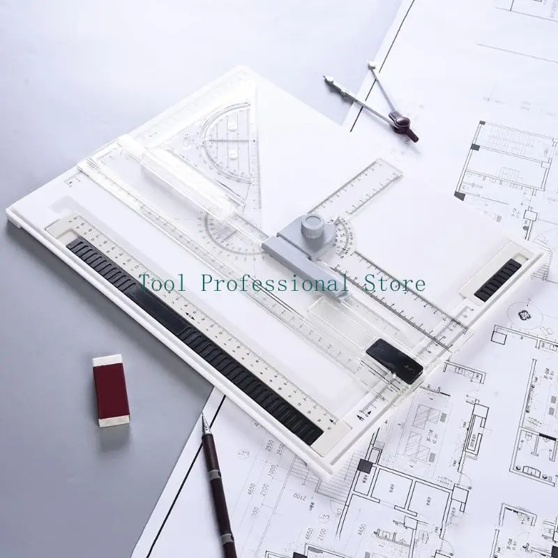 57QF A4 Drawing Board Lightweight Multi-Funtion Drafting Table with Adjustable Measuring System Angle for Graphics Architect