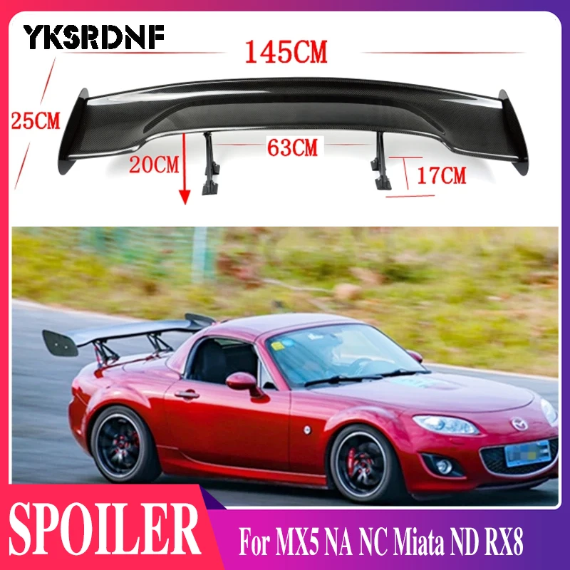 For MX5 NA NC Miata ND RX8 ABS Plastic Material Unpainted Color Rear Roof GT Spoiler Wing Trunk Lip Boot Cover