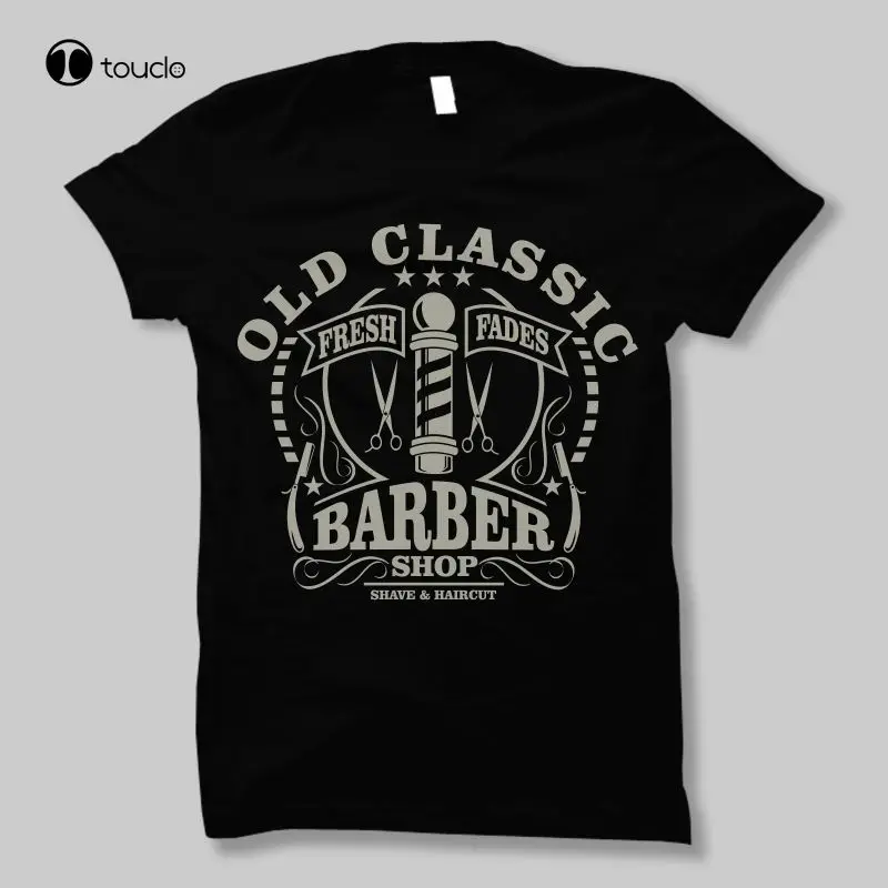 Hot Sale 100% Cotton Old Classic Barber Shop Vintage Shave Shaver Knife Dtg Mens T Shirt Tees Tee Shirt fashion funny new unisex