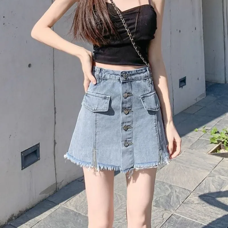 

High Waist Short Female Jeans Skirts Korean Style Stylish Clothing Trend 2025 Chic and Elegant Quality Cheap Women's Denim Skirt