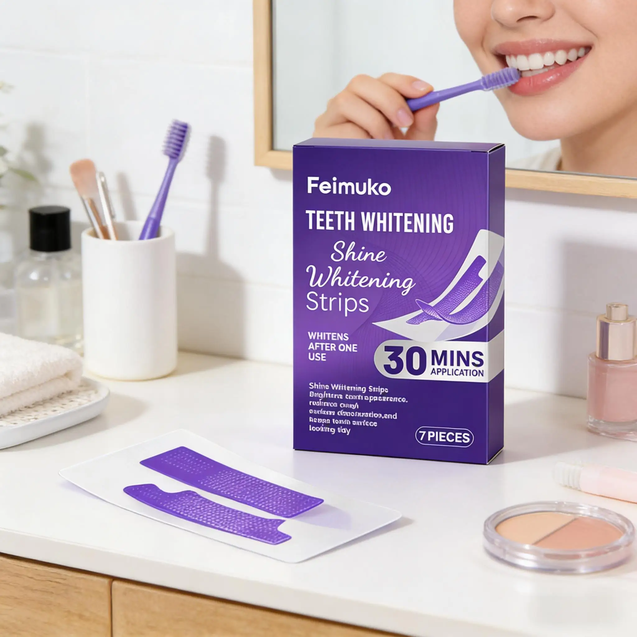 Teeth Whitening Strip Reduce Sensitivity Enamel Remove Plaque Stains Professional Tooth Brighten Painless Bleaching Dental Care view 4