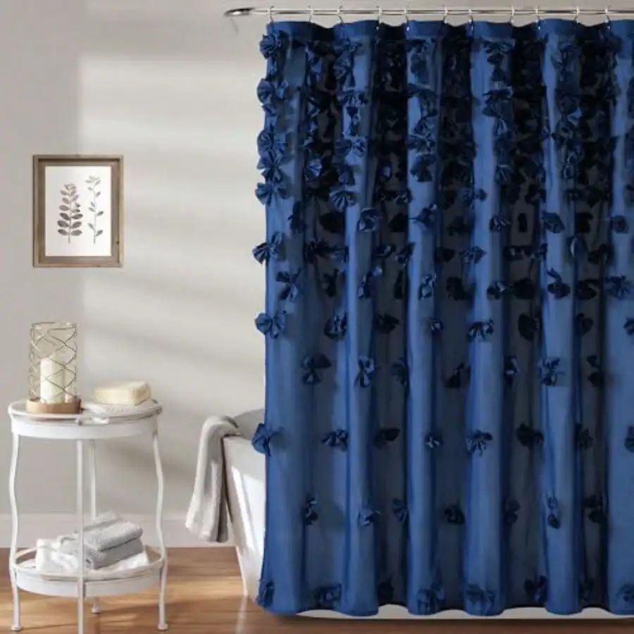 

Riley Shower Curtain 72" W X 72" L White - Bathroom Curtain - Coquette Decor - Bow Shower Curtains - Cottage Core - Fabric Shower Curtains