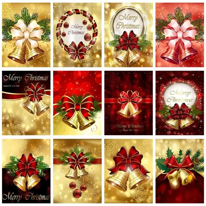 

CHENISTORY 5D DIY Diamond Embroidery Christmas Bell DIY Hobby Diamond Painting Full Square Round Drill Mosaic Art Decor For Home
