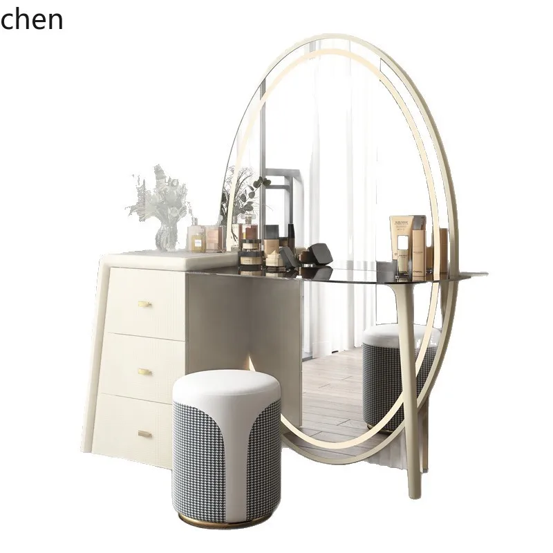 LXC Minimalist Dressing Table Light Luxury Floor-standing Large Makeup Mirror Bedroom Makeup Table Storage Integrated Cabinet
