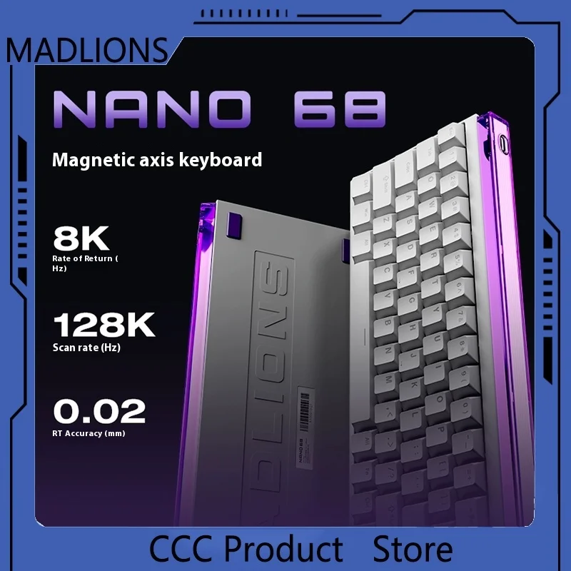 MADLIONS Nano68 Magnetic Axis Keyboard Ttc Heavenly King Axis Adjustable 0 Dead Zone Rt0.01 Esports Gaming  Office Gaming Gifts