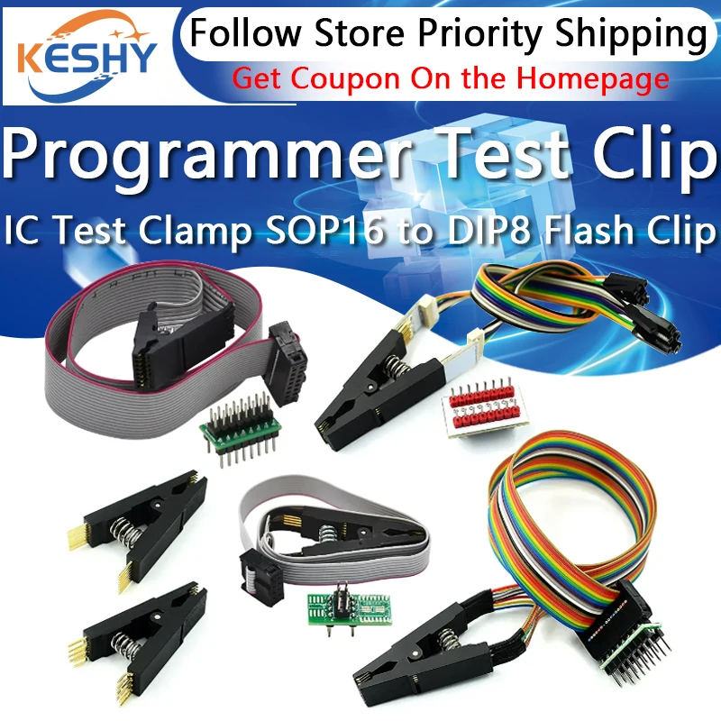 Programmer Testing Clip SOP16 SOP SOIC 16 SOIC16 Pin IC Test Clamp SOP16 to DIP8 Flash Clip for 25 series RT809F TL866CS TL866A