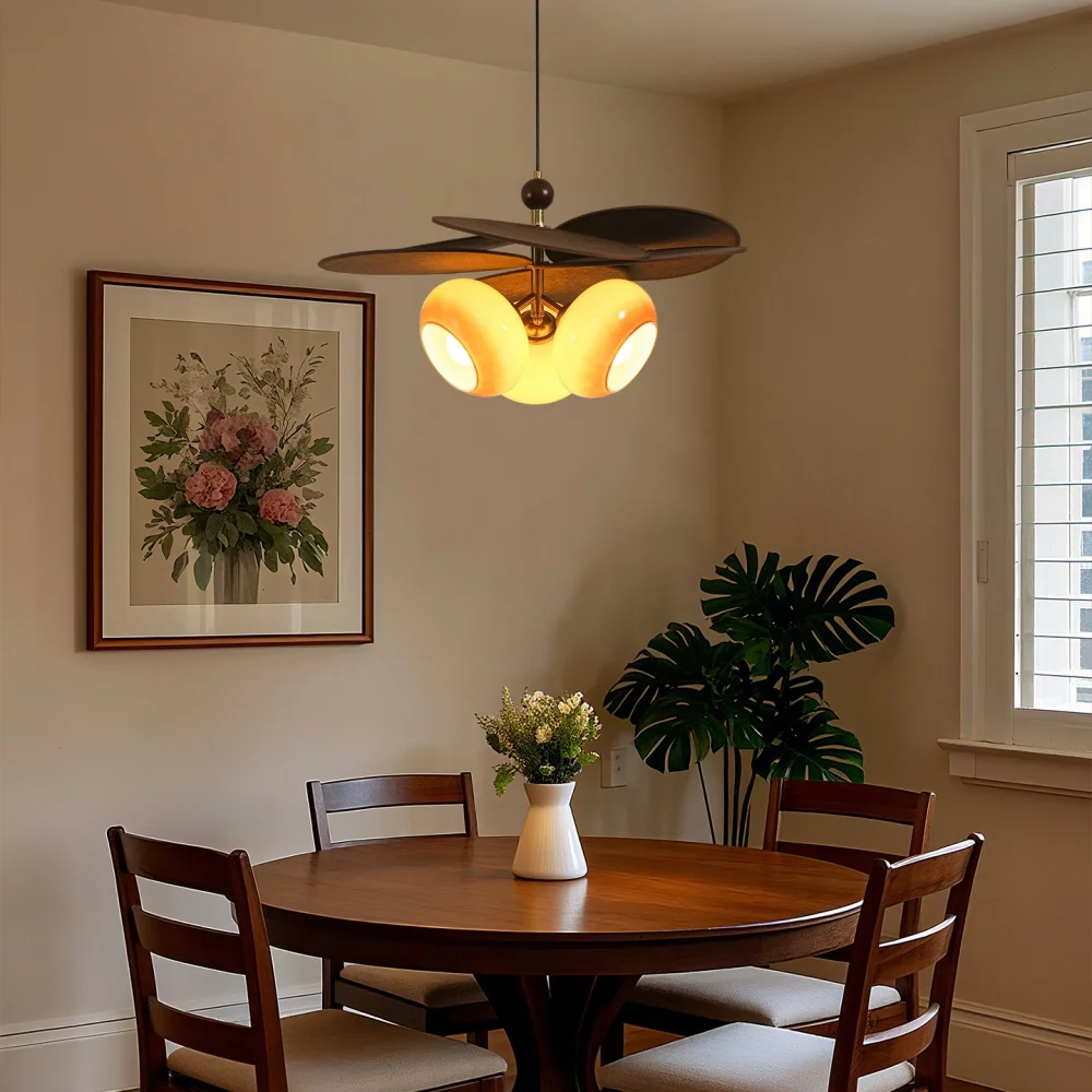 3 Head Pendant Light With Wooden Beads Raffia Lampshade Ceiling Chandelier Retro Restaurant Large Hanging Light Indoor Light